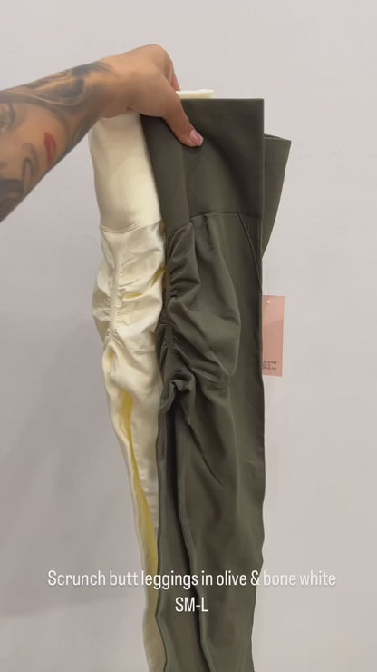 V cut scrunch leggings- BONE WHITE
